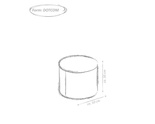 Skiss av en rund pall med måtten cirka 50 gånger 50 centimeter.