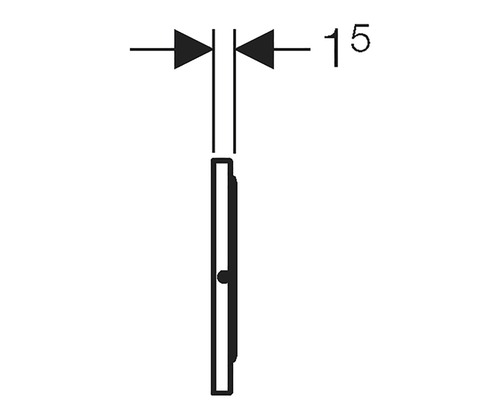 Teknisk ritning av en komponent med uppgiften 15 millimeter