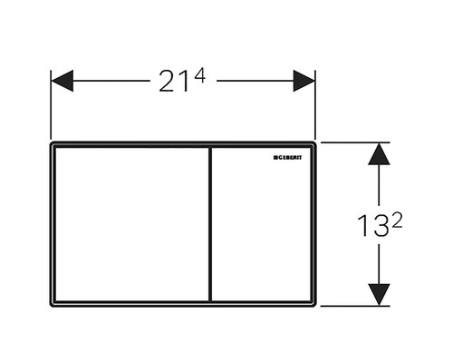 Geberit manöverpanel med måtten 214 gånger 132 millimeter