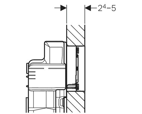 Teknisk ritning av en sanitetsinstallation med måttet 24-5.