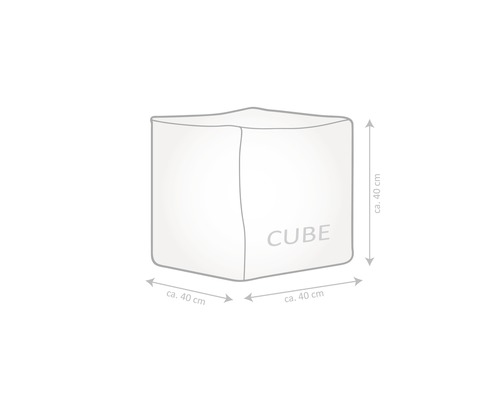 Skiss av en kub med sidor på cirka 40 centimeter
