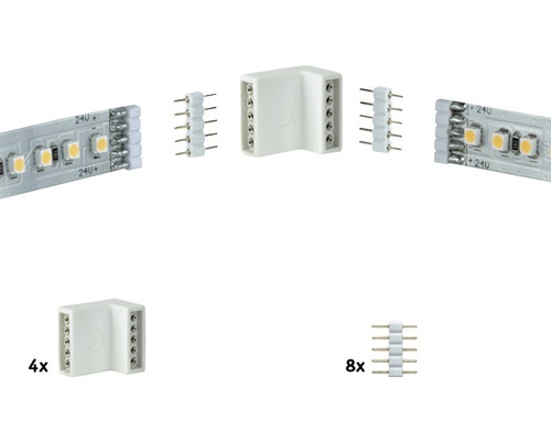 LED-stripsanslutningssats med LED-remsa och hörnanslutning