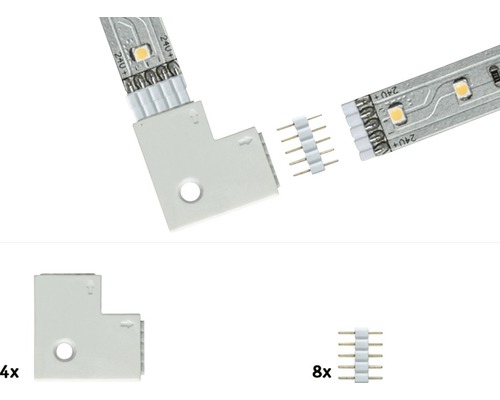 LED-remsanslutningssats med hörnkontakter och stiftkontakter