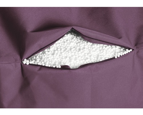 Närbild av en sittsäck med fyllning