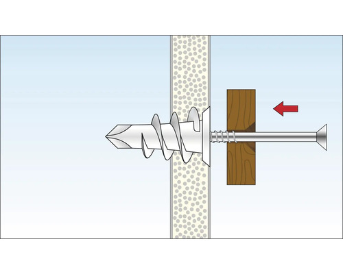 Illustration av en metallisk expanderbult i en vägg