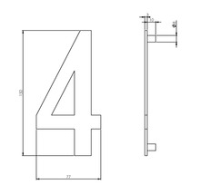 Teknisk ritning husnummer 4 med måtten 150 x 77 mm