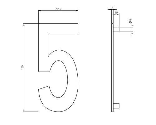 Teknisk ritning av husnummer 5 med måttangivelser