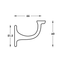 Teknisk ritning av ett räckesfäste med mått
