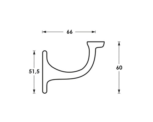 Teknisk ritning av ett räckesfäste med mått