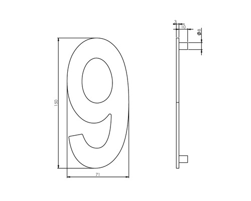Teknisk ritning Husnummer 9 med mått