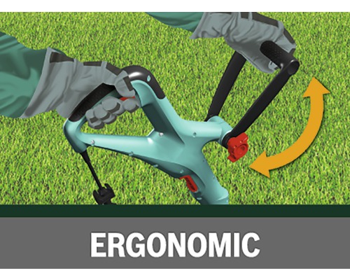 Ergonomisk markberedare som används på en gräsmatta.