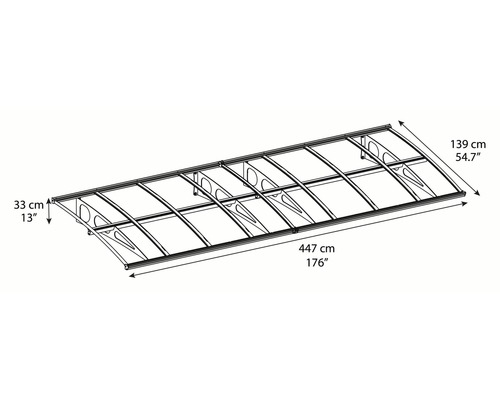Illustration av en baldakin med mått.