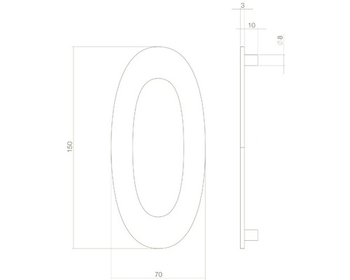 Teknisk ritning av ett husnummer noll med måttangivelser