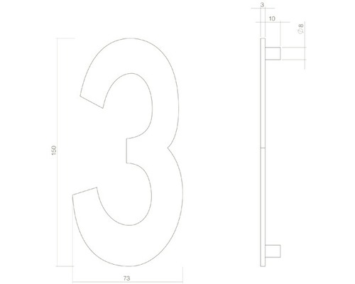 Teknisk ritning av husnummer tre med måttangivelser