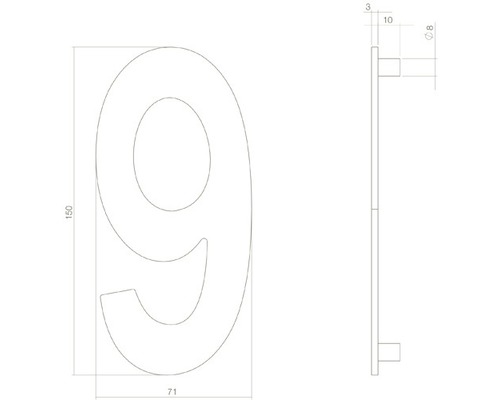 Teknisk ritning av husnummer 9 med mått.