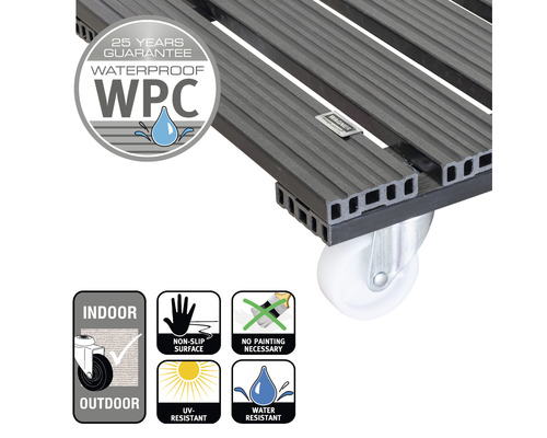 Rullbräda av WPC med 25 års garanti, vattentät, lämplig för inom- och utomhusbruk, halkfri yta, ingen målning nödvändig, UV-beständig, vattenavvisande.