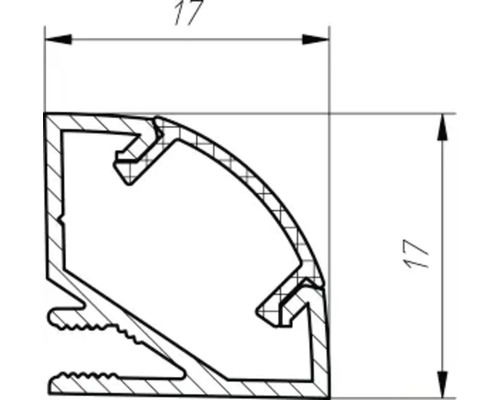 P17x18E Profilé aluminium encastré section 17x18mm