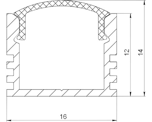 Teknisk ritning av en profil med dimensioner