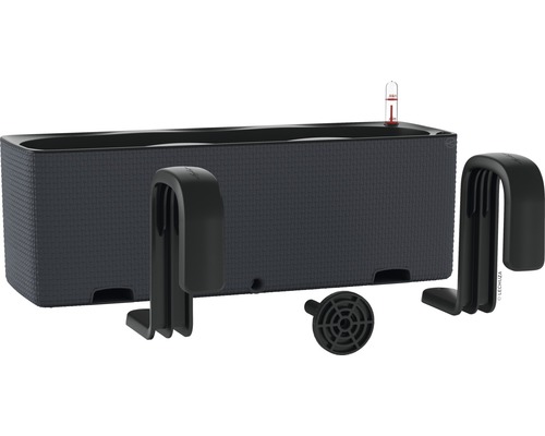 Balkonglåda med bevattningssystem, fäste och vattennivåindikator