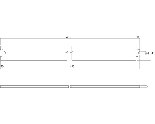 Teknisk ritning av en trälist med mått
