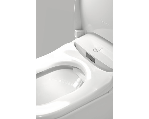 Närbild av toalett med bidéfunktion