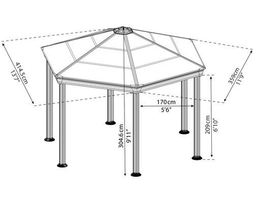 Bild av en paviljong med mått