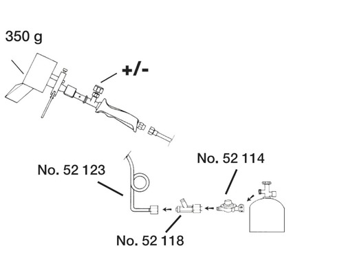 Takbrännare med gasslang och tryckregulator