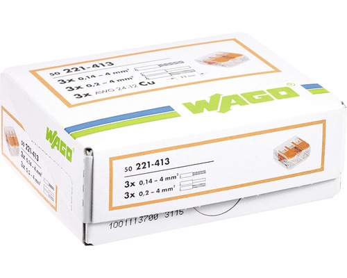 Förpackning Wago kopplingsklämmor för ledare från 0,14 till 4 mm²