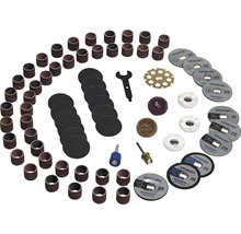 Dremel tillbehörssats med slipband, kapskivor, polerskivor och dornar