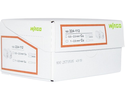 Wago 224-112 förpackning med kopplingsdosklämmor för kopparledare
