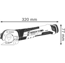 Bosch batteridrivna universalsax GUS 12V-300 Professional med måtten 320 mm längd och 77 mm höjd