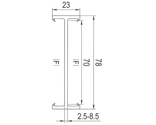 Teknisk ritning av en hattprofil med mått