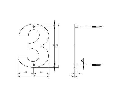 Teknisk ritning husnummer 3 med måttangivelser