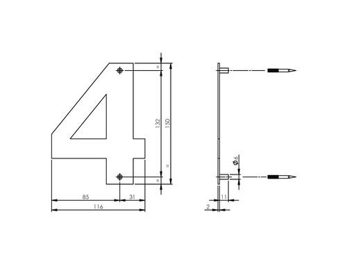 Teknisk ritning husnummer 4 med måttangivelser