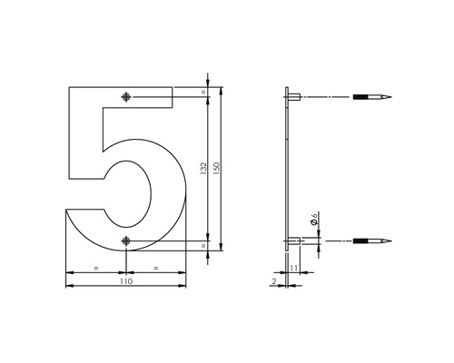 Teknisk ritning Husnummer 5 med mått