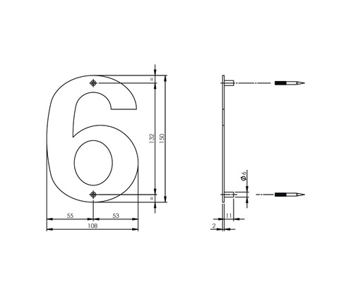 Teknisk ritning husnummer 6 med måttangivelser