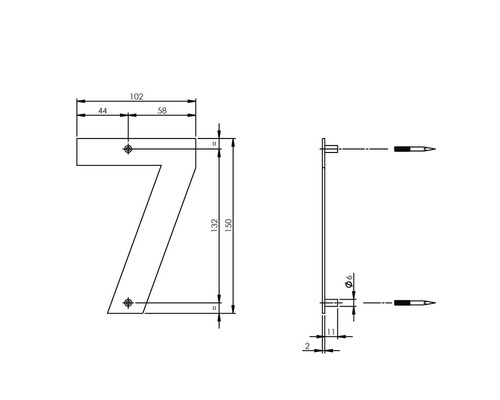 Teknisk ritning av husnummer 7 med dimensioner