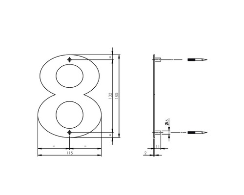 Teknisk ritning husnummer 8 med måttangivelser