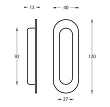 Skjutdörrskål INTERSTEEL oval borstat stål 120x40mm
