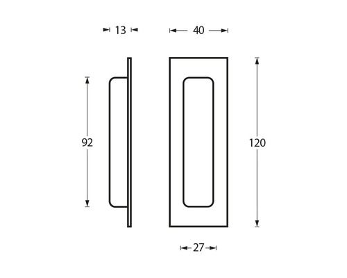 Teknisk ritning av ett handtag med mått