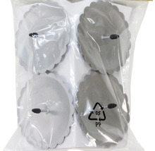 Förpackning med fyra silverfärgade tallriksventiler med tallrikshjul för manuell reglering av lufttillförseln