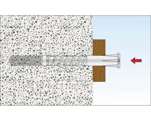 Illustration av en pluggfixering i en betongvägg