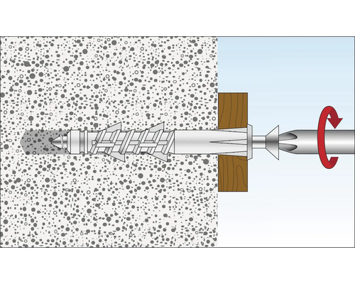 Illustration av en pluggmontering i en betongvägg