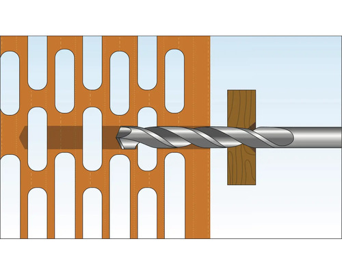 Illustration av en borrmaskin som borrar genom en perforerad platta