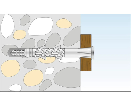 Illustration av en universalplugg fäst i sten och trä.