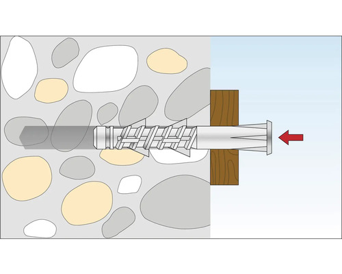 Illustration av en pluggfästning i en vägg
