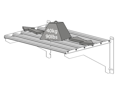 Illustration av ett hyllfäste med en vikt på 40 kilogram