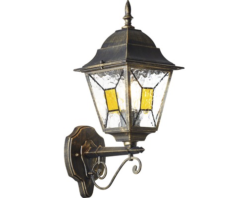 Antik utomhusvägglampa med glaspaneler
