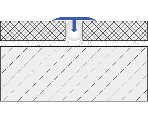 Skilje- och täckprofil DURAL T-Floor mässing krom 100cm Illustration av kapillärkraft