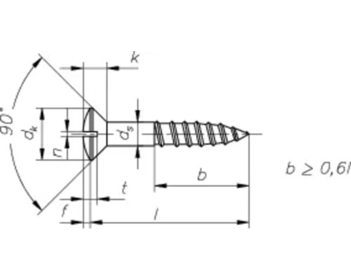 Teknisk ritning av en skruv med mått